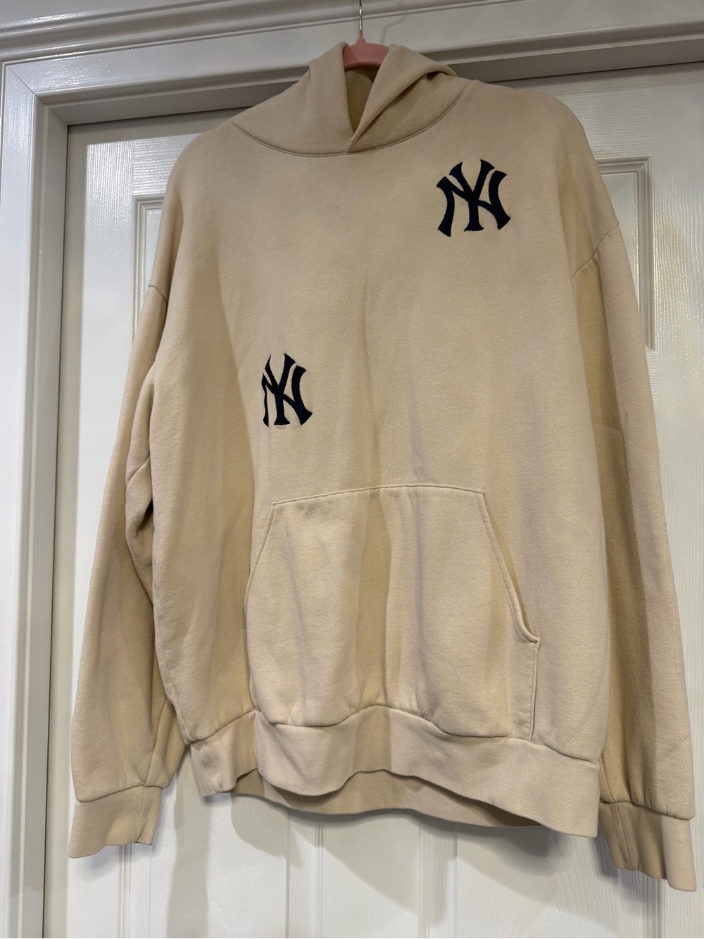 New York Yankees Beige Pullover Hoodie for Women